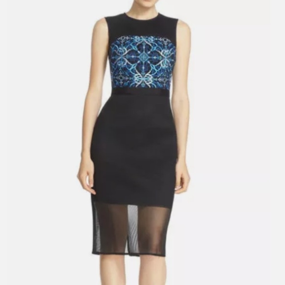 Ted Baker "KHYA"  Embroidered Mesh Midi Sheath Dress